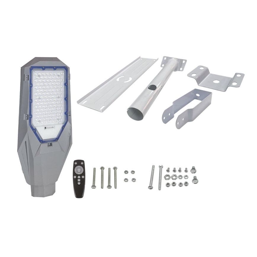Luminária de rua LED regulável com sensor crepuscular e painel solar LED/200W/20000 mAh 6500K IP65 cinzento