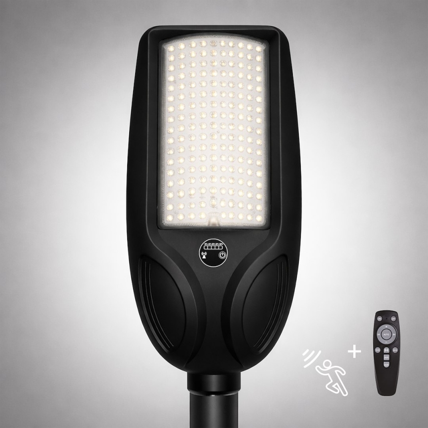 Lâmpada de rua solar LED regulável com sensor VENICE LED/200W/3,2V 12000 mAh IP65 preta + controlo remoto