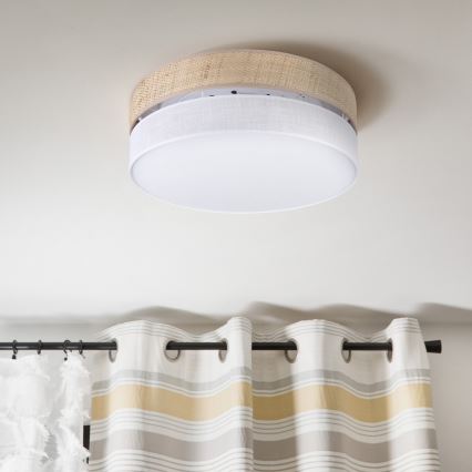 Luminária de tecto SIRJA BOHO 2xE27/15W/230V Ø 45 cm bege/branca