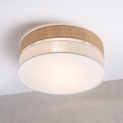 Luminária de tecto SIRJA BOHO 2xE27/15W/230V Ø 45 cm bege/branca