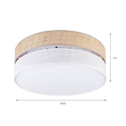 Luminária de tecto SIRJA BOHO 2xE27/15W/230V Ø 45 cm bege/branca