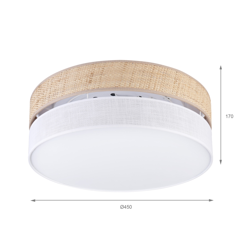 Luminária de tecto SIRJA BOHO 2xE27/15W/230V Ø 45 cm bege/branca