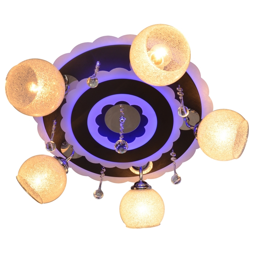 Luminária de teto ARONA 5xE27/15W/230V+LED preta