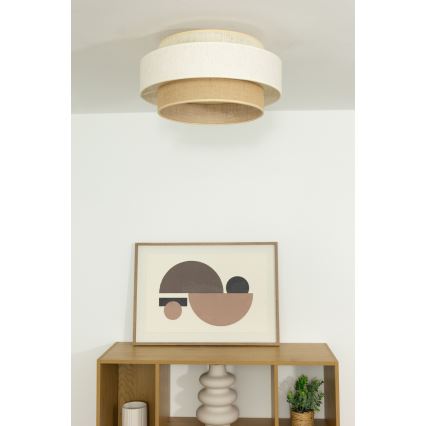 Luminária de Teto BOHO 1xE27/60W/230V Ø 40 cm branca/juta