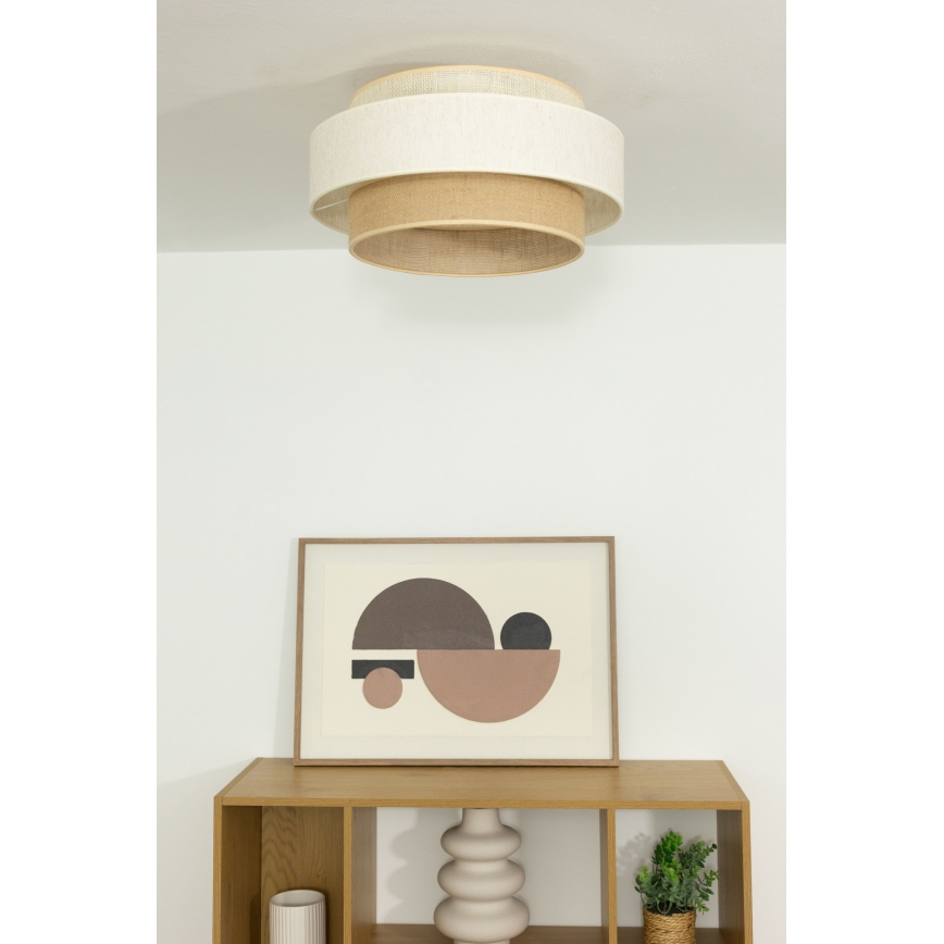 Luminária de Teto BOHO 1xE27/60W/230V Ø 40 cm branca/juta