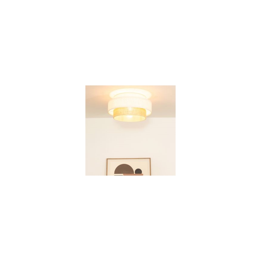 Luminária de Teto BOHO 1xE27/60W/230V Ø 40 cm branca/juta