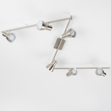 Luminária de teto com 6 spots LED E14/5W/230V, cromo fosco
