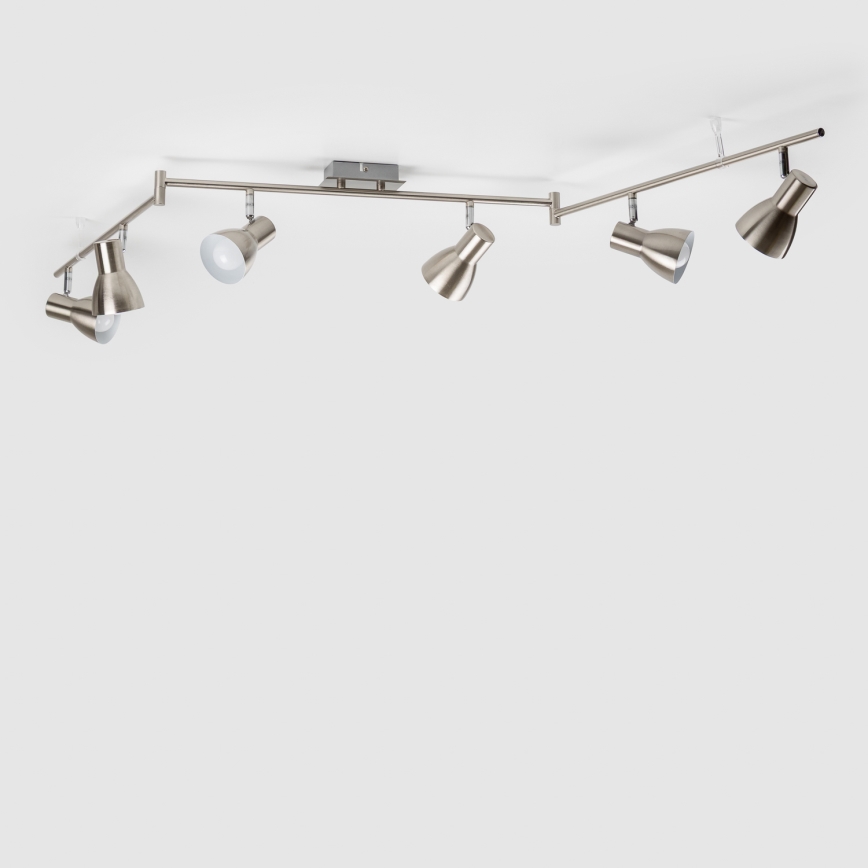 Luminária de teto com 6 spots LED E14/5W/230V, cromo fosco