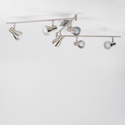 Luminária de teto com 6 spots LED E14/5W/230V, cromo fosco