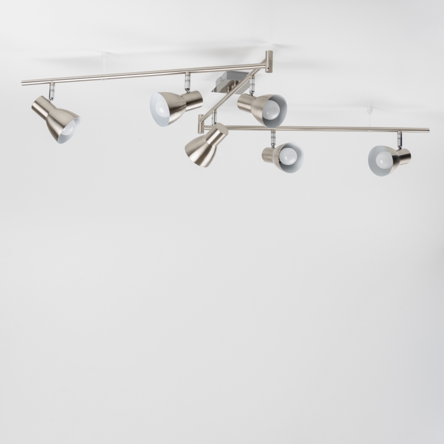 Luminária de teto com 6 spots LED E14/5W/230V, cromo fosco