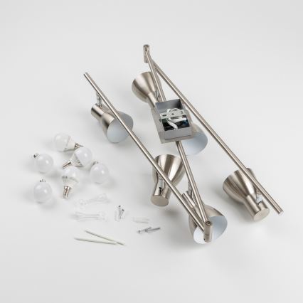 Luminária de teto com 6 spots LED E14/5W/230V, cromo fosco