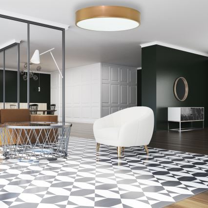 Candeeiro de teto com sensor de movimento e crepúsculo CLEO 4xE27/24W/230V diâmetro 50 cm dourado