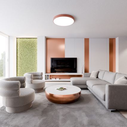 Luminária de teto com sensor de movimento e de crepúsculo CLEO 5xE27/24W/230V Ø 60 cm, acabamento em cobre