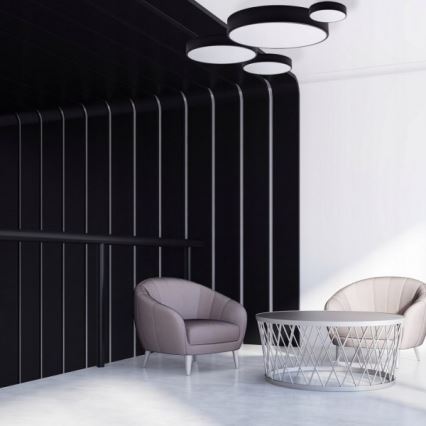 Candeeiro de tecto CLEO com sensor de presença e crepuscular, 6xE27/24W/230V, diâmetro 80 cm, preto