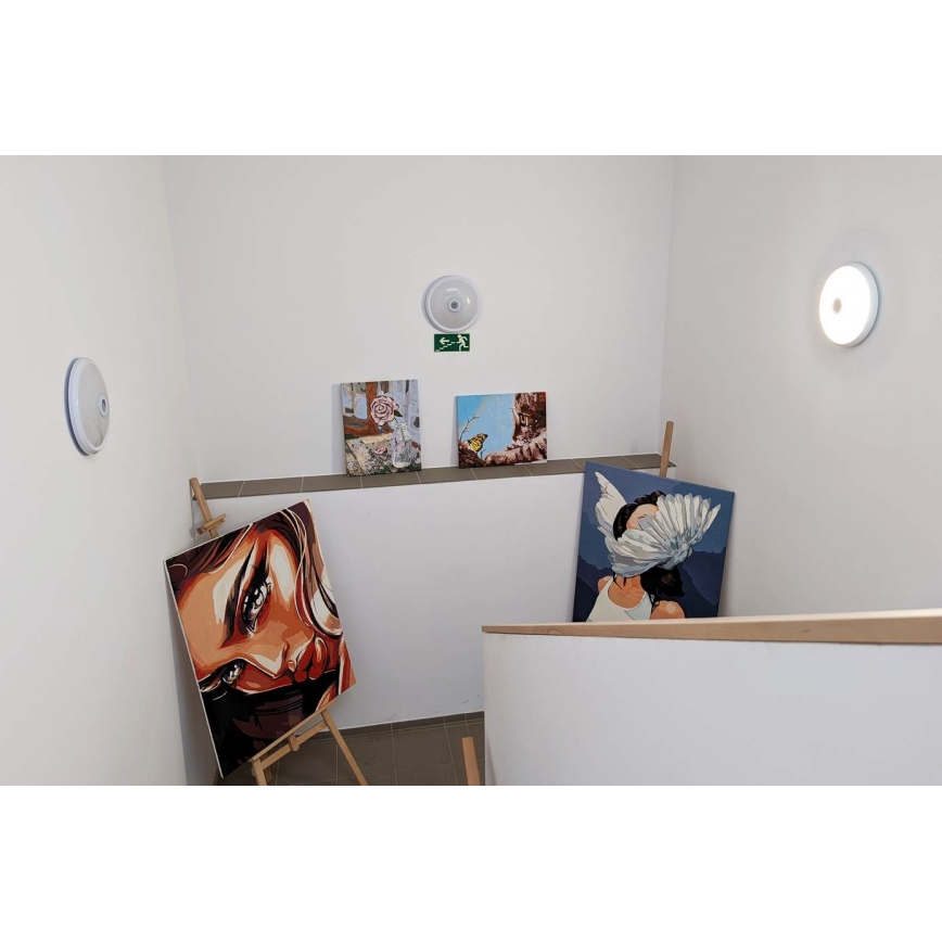 Luminária de teto com sensor de movimento e crepuscular, 2xE27/40W/230V, Ø 30 cm, branca