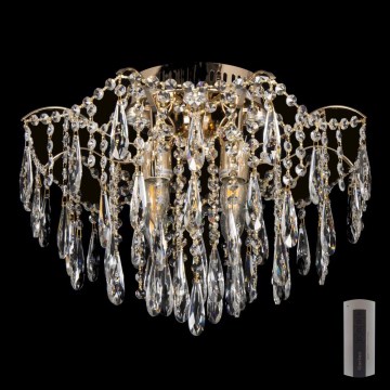 Luminária de teto de cristal LED 4xE27/60W/230V + 4xLED/3W + comando à distância