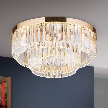 Luminária de teto de cristal LED dimmerizável PRISM LED/80W/230V diâmetro 55 cm 24K ouro