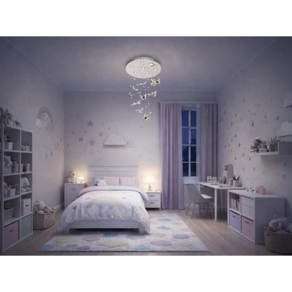 Candeeiro de tecto de cristal LED MURU LED/24W/230V Ø 40 cm cromado brilhante + comando remoto