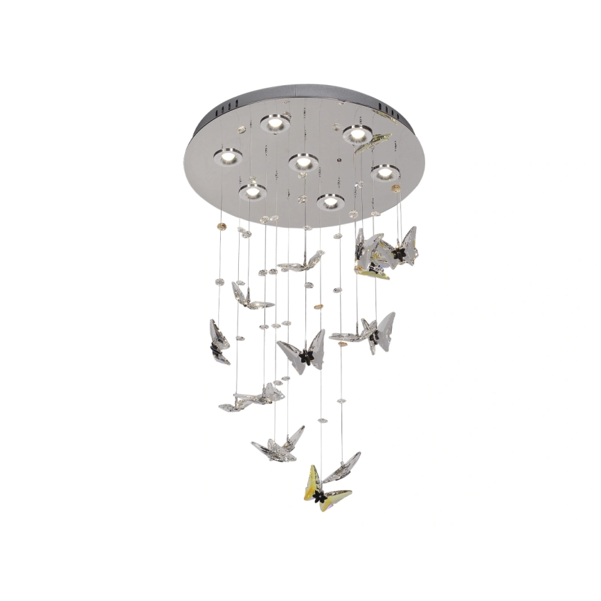 Candeeiro de tecto de cristal LED MURU LED/24W/230V Ø 40 cm cromado brilhante + comando remoto