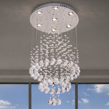 Luminária de teto de cristal LED NAURU LED/24W/230V Ø 40 cm cromado brilhante + comando remoto