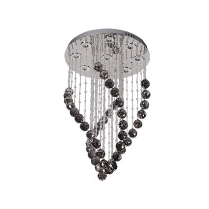 Candeeiro de tecto de cristal LED NAURU LED/30W/230V Ø 40 cm cromo brilhante/preto + controlo remoto