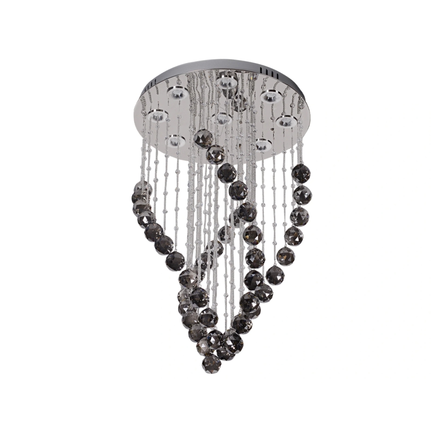 Candeeiro de tecto de cristal LED NAURU LED/30W/230V Ø 40 cm cromo brilhante/preto + controlo remoto