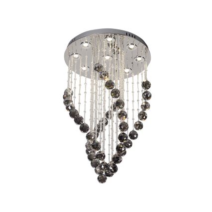 Candeeiro de tecto de cristal LED NAURU LED/30W/230V Ø 40 cm cromo brilhante/preto + controlo remoto