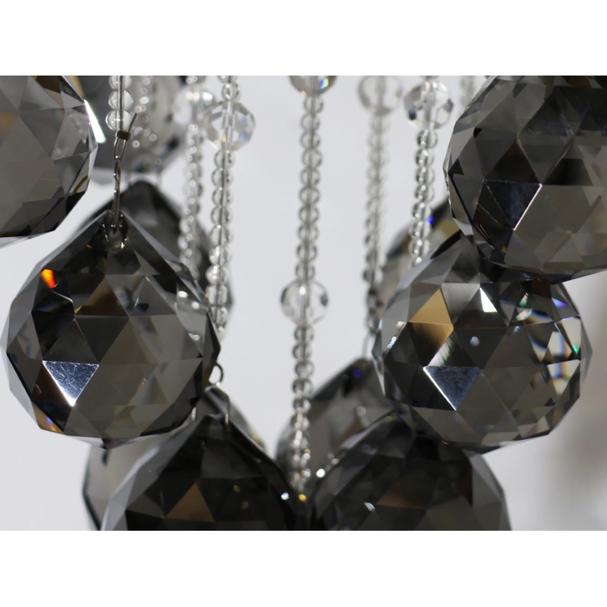 Candeeiro de tecto de cristal LED NAURU LED/30W/230V Ø 40 cm cromo brilhante/preto + controlo remoto