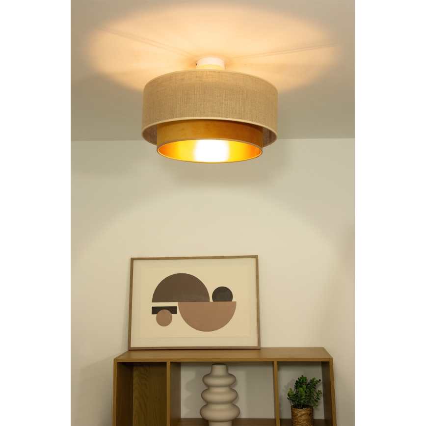 Luminária de teto de sobrepor SARTA 1xE27/60W/230V Ø 45 cm cobre/juta