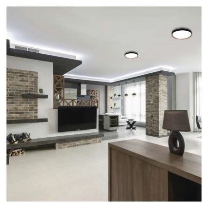 Luminária de tecto LED dimerizável ILVI LED/30W/230V 2700-6500K Ø 40 cm preto/bege + controlo remoto
