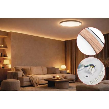 Luminária de tecto LED dimerizável ILVI LED/30W/230V 2700-6500K Ø 40 cm preto/bege + controlo remoto
