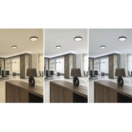 Luminária de tecto LED dimerizável ILVI LED/30W/230V 2700-6500K Ø 40 cm preto/bege + controlo remoto