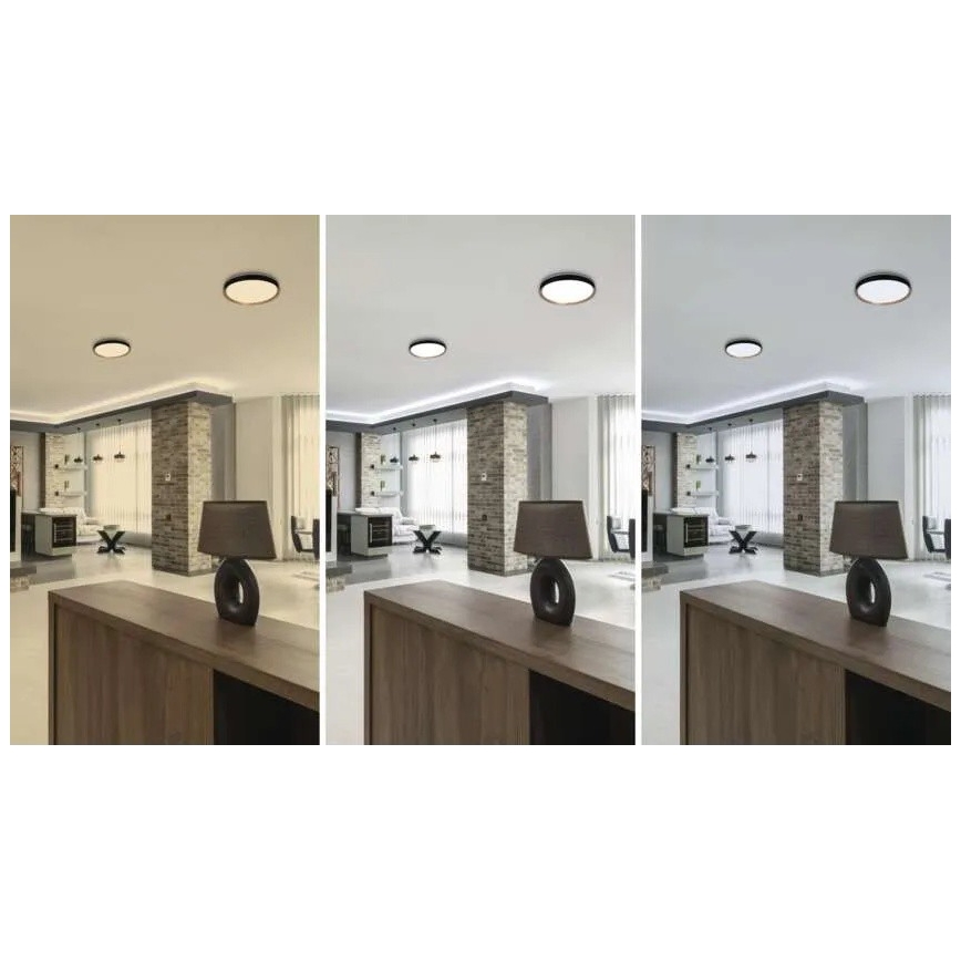 Luminária de tecto LED dimerizável ILVI LED/30W/230V 2700-6500K Ø 40 cm preto/bege + controlo remoto