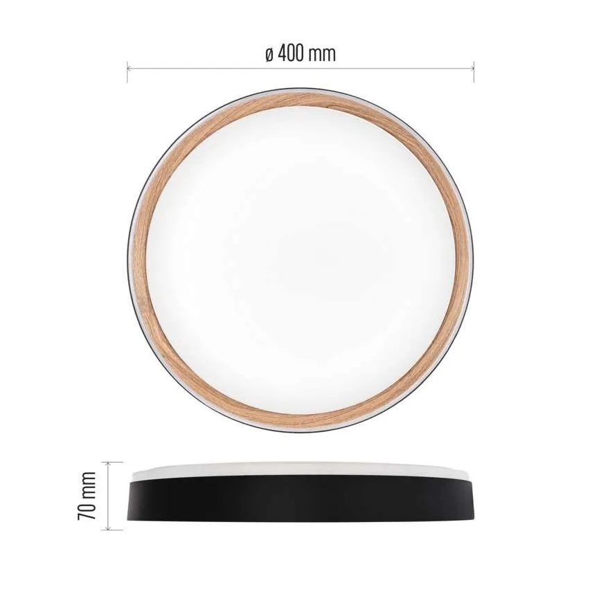 Luminária de tecto LED dimerizável ILVI LED/30W/230V 2700-6500K Ø 40 cm preto/bege + controlo remoto