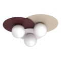 Luminária de teto FLAT 3xE27/15W/230V 55x60 cm bege/creme/borgonha