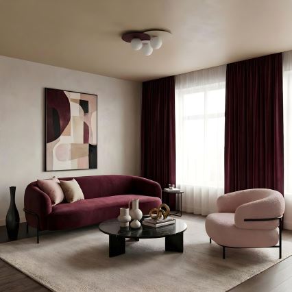 Luminária de teto FLAT 3xE27/15W/230V 55x60 cm bege/creme/borgonha