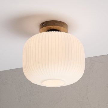 Luminária de teto HARMA WOOD 1xE27/15W/230V carvalho/branco Ø 25 cm