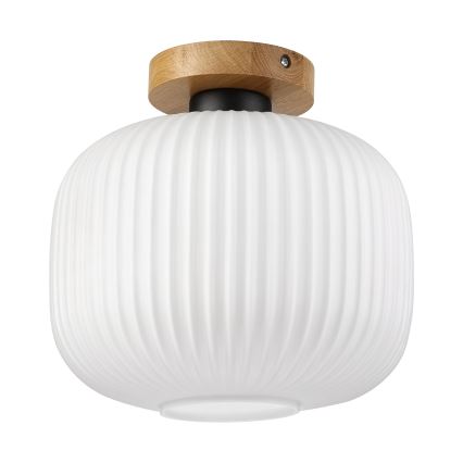 Luminária de teto HARMA WOOD 1xE27/15W/230V carvalho/branco Ø 25 cm