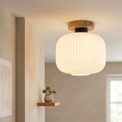 Luminária de teto HARMA WOOD 1xE27/15W/230V carvalho/branco Ø 25 cm