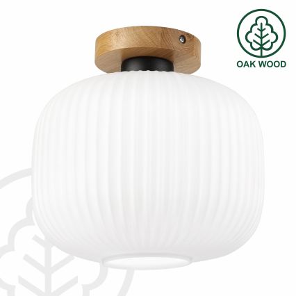 Luminária de teto HARMA WOOD 1xE27/15W/230V carvalho/branco Ø 25 cm