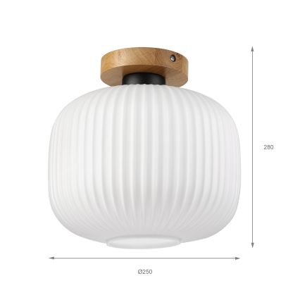 Luminária de teto HARMA WOOD 1xE27/15W/230V carvalho/branco Ø 25 cm