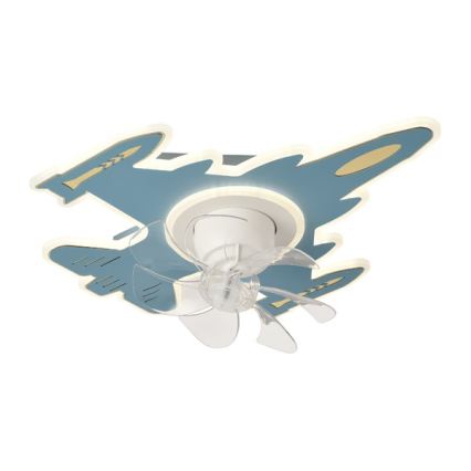 LED Candeeiro de tecto infantil dimerizável com ventilador LED/63W/230V 3000/4000/6000K 68x57 cm azul + controlo remoto