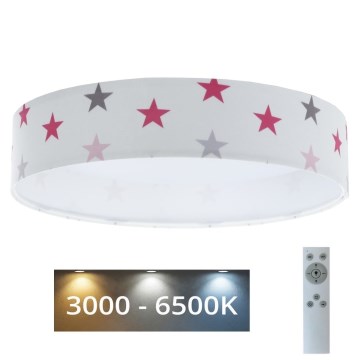Luminária de teto infantil LED dimmerizável SMART GALAXY KIDS LED/24W/230V 3000-6500K estrelas branco/rosa/cinza + controlo remoto