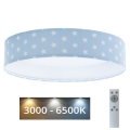 Luminária de teto infantil LED regulável SMART GALAXY KIDS LED/24W/230V 3000-6500K estrelas azul/branco + comando à distância