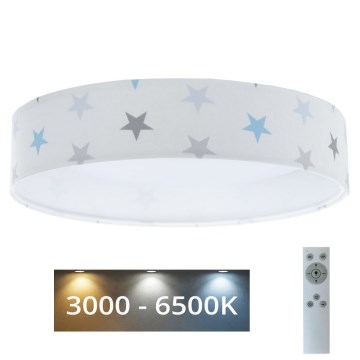 Luminária de Teto Infantil LED Regulável SMART GALAXY KIDS LED/24W/230V 3000-6500K estrelas branco/cinza/azul + controlo remoto