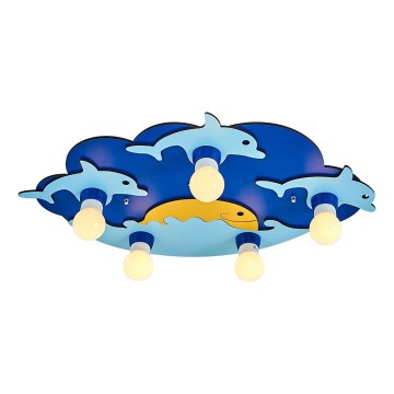 Luminária de teto infantil LUCCA 5xE27/24W/230V azul