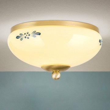 Luminária de teto LANDHAUS 1xE27/60W/230V Ø 21 cm latão/bege/azul