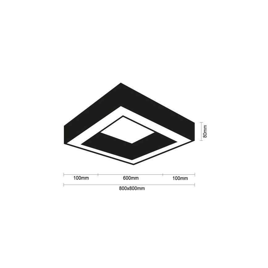 Luminária de teto LED/100W/230V 3000/4000/6500K 80x80 cm preta