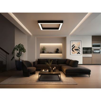 Luminária de teto LED/130W/230V 3000/4000/6500K 100x100 cm preta