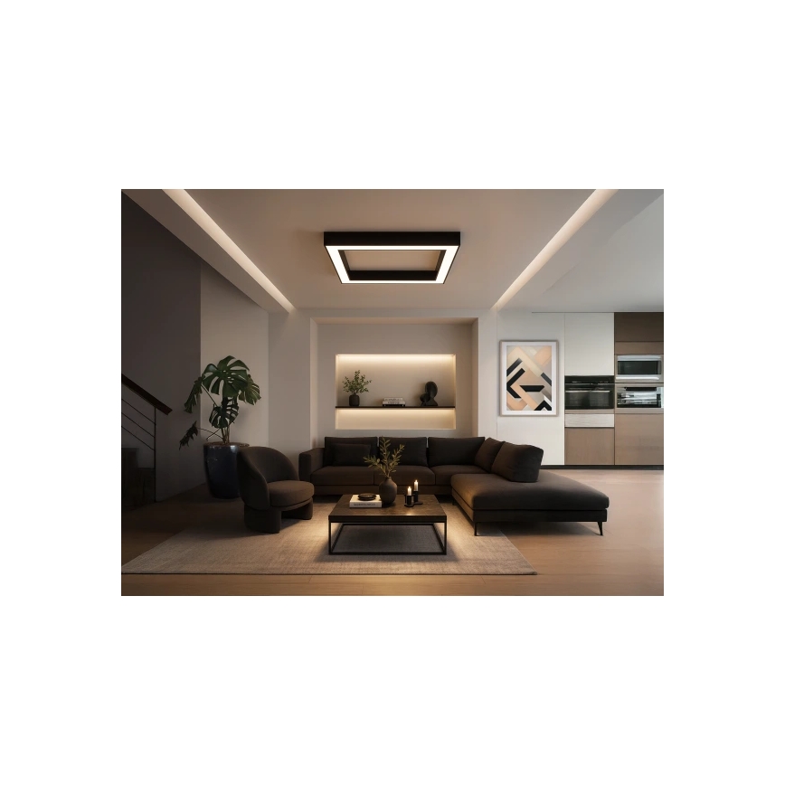Luminária de teto LED/130W/230V 3000/4000/6500K 100x100 cm preta